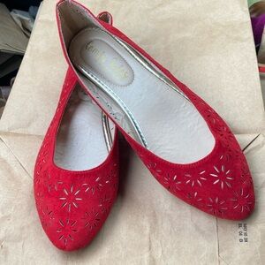 Comfy Soles by Bamboo red suede flats so 10